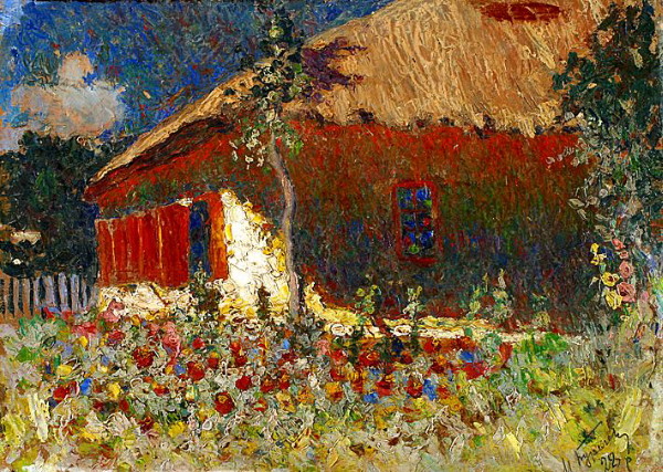 Image - Mykola Burachek: A Cottage at Noon. Intense Heat (1928). 